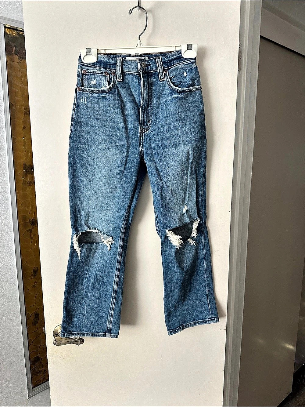 Abercrombie & Fitch Ultra High Rise Ankle Straight Jeans Waist 25 Blue